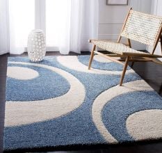 Plush blue Textured Living Rug